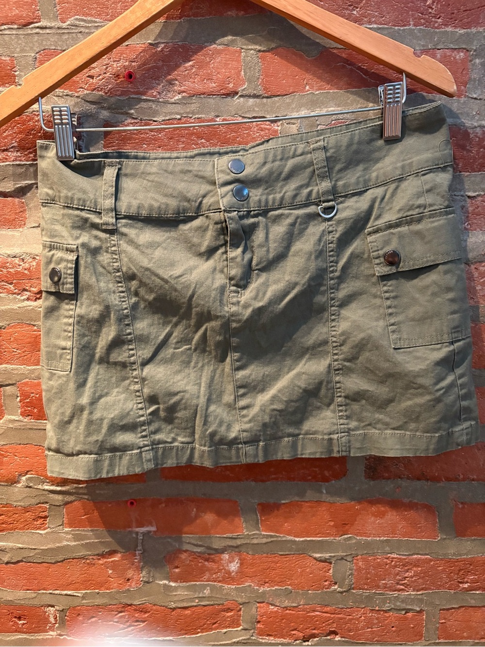 Charlotte Russe Olive Utility Mini Skirt with Front Pockets